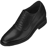 CALTO Men's Invisible Height Increasing Elevator Shoes - Black Premium Leather Lace-up Formal Dress Oxfords - 3 Inches Taller - G8082 - Size 10 D(M) US