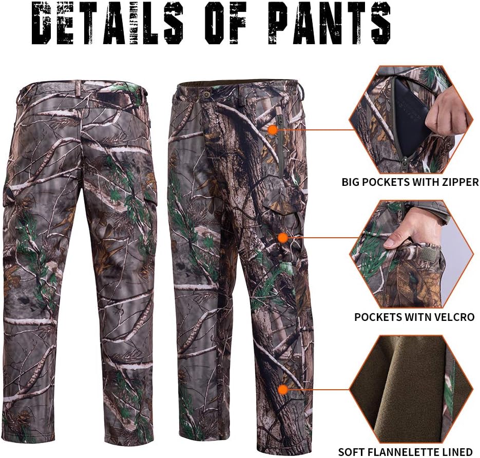 YEVHEV Hunting Gear Suit for Men Camouflage Hunting Hoodie Jacket Windproof Real-Tree Camo: Clothing
