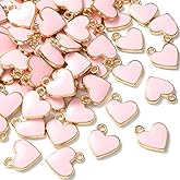 KitBeads 10 pcs Enamel Pink Heart Charms Alloy Valentine's Day Dangle Charms Pinky Heartt Shaped Pendants for Jewelry Making