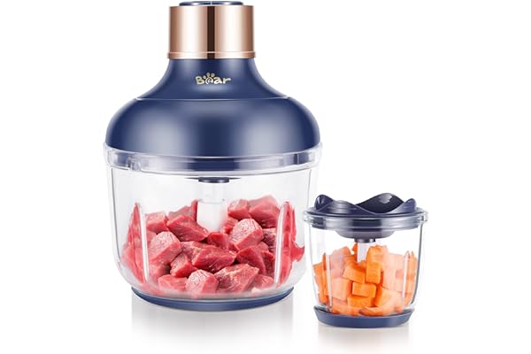 Bear Food Processor, Electric Food Chopper with 2 Glass Bowls (8 Cup+2.5 Cup), 400W Power Grinder with 2 Sets Stainless Steel