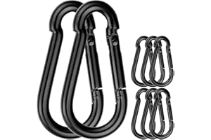 ASELECTED 8 Pack Spring Snap Hooks, Heavy Duty Carbon Steel Carabiner Clip, Capacity 500Lbs 5/16”x3” Quick Link Buckle Clip for Camping, Fishing, Hiking M8 Key Chain Carabiner for Swing and Hammock