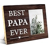 NGAEAK Best Papa Ever Gifts From Granddaughter Grandson, Rustic Papa Wood Picture Frame, Gifts for Grandpa Birthady Christmas Father's Day, Display Photo 4 x 6 Inch