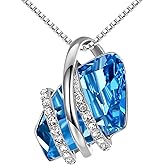 Leafael Wish Stone Pendant Necklace with Birthstone Crystal, 18K Rose Gold Plated/Silvertone, 18" + 2"