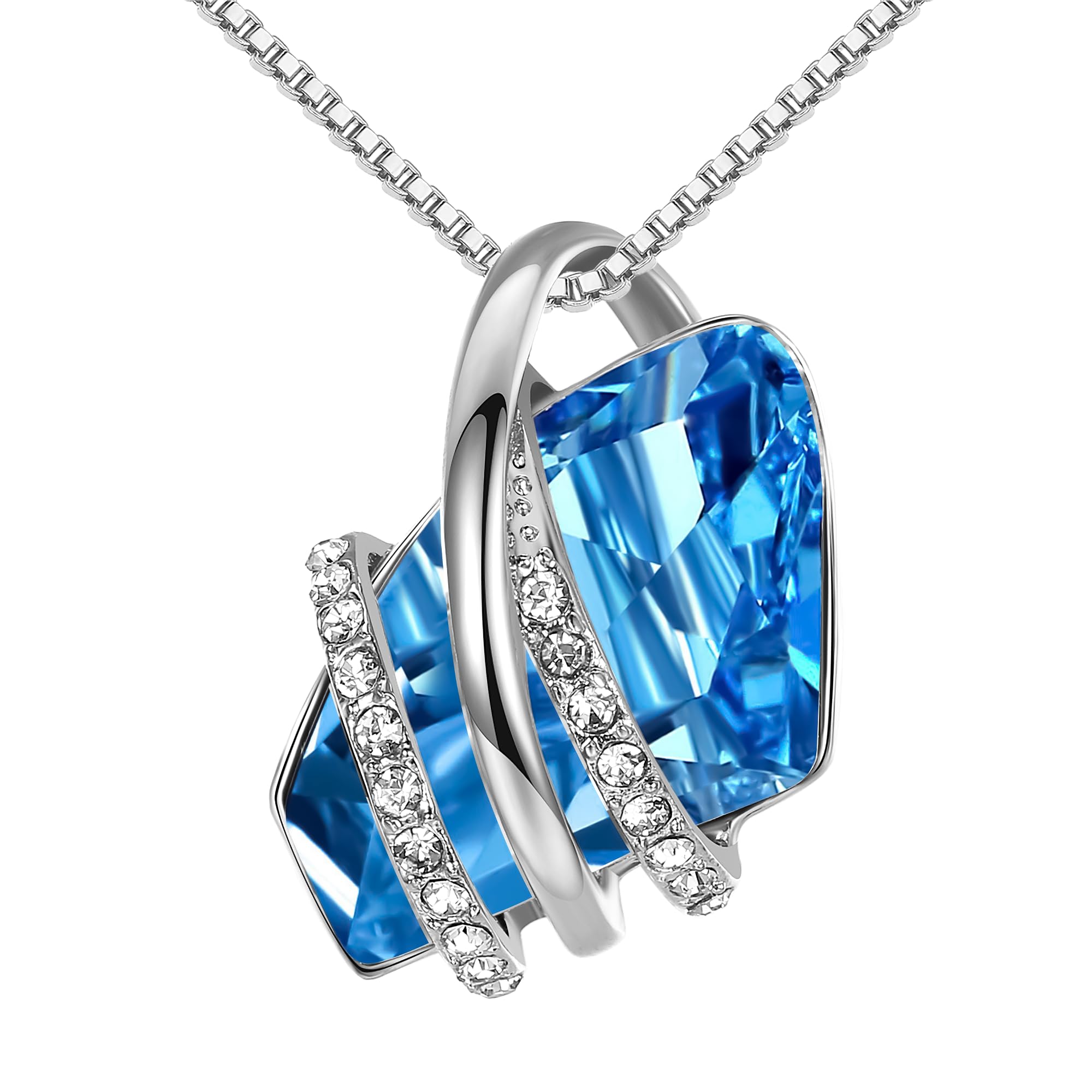 Leafael Wish Stone Pendant Necklace with Birthstone Crystal, 18K Rose Gold Plated/Silver-Tone, 45 cm + 5 cm Extender — image 1