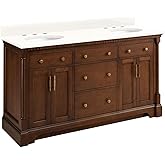 Signature Hardware 484359 Claudia 60" Double Basin Vanity Set with Mahogany Cabinet, Marble Vanity Top and Oval Undermount Si