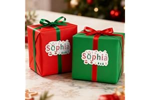 Custom (50 Pcs) Christmas Self Adhesive Gift Tags, Personalized Christmas Theme Name Tags Stickers for Gifts Box Packaging, X