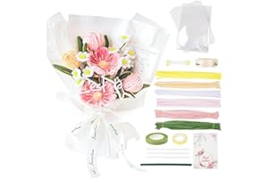 AODSE Aodes 144 Pieces Pipe Cleaners Craft Supplies for Wedding Gift, DIY Chenille Stems Cherry Blossom Bouquet Kit with Step-by-Step Video Tutorials for Holiday Decoration