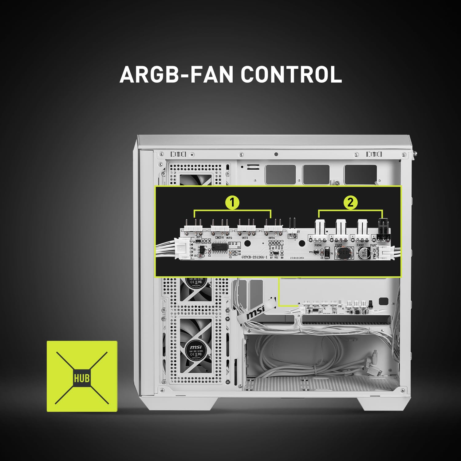 MSI MAG PANO M100R PZ White - Premium Mid-Tower Gaming PC Case - Tempered Glass Side Panel - ARGB 120mm Fans - Liquid Cooling Support up to 360mm Radiator - White Color Case