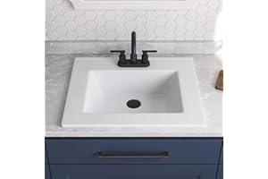 DEER VALLEY DeerValley 21"x18" Rectangular Drop-in Vessel Sink - White Fireclay Modern Art Basin With Overflow for Bathroom - DV-1DS0123