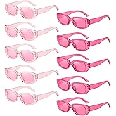 Geopty 10 Pack Neon/Black Rectangle Sunglasses Bulk for Women Men Retro Trendy Small Rectangle Glasses Party Favors