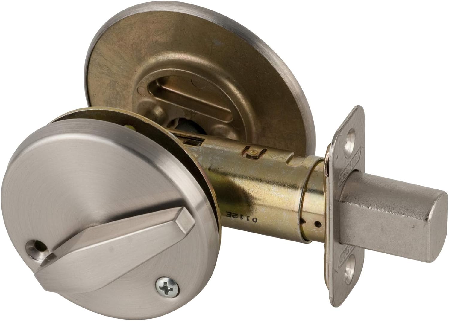 Schlage B571 One Sided Deadbolt with In Use Indicator, Polished Brass, Latches & Bolts Amazon