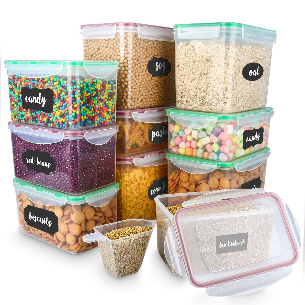 Cereal Container, VERONES 10 Piece Airtight Storage Containers Perfect