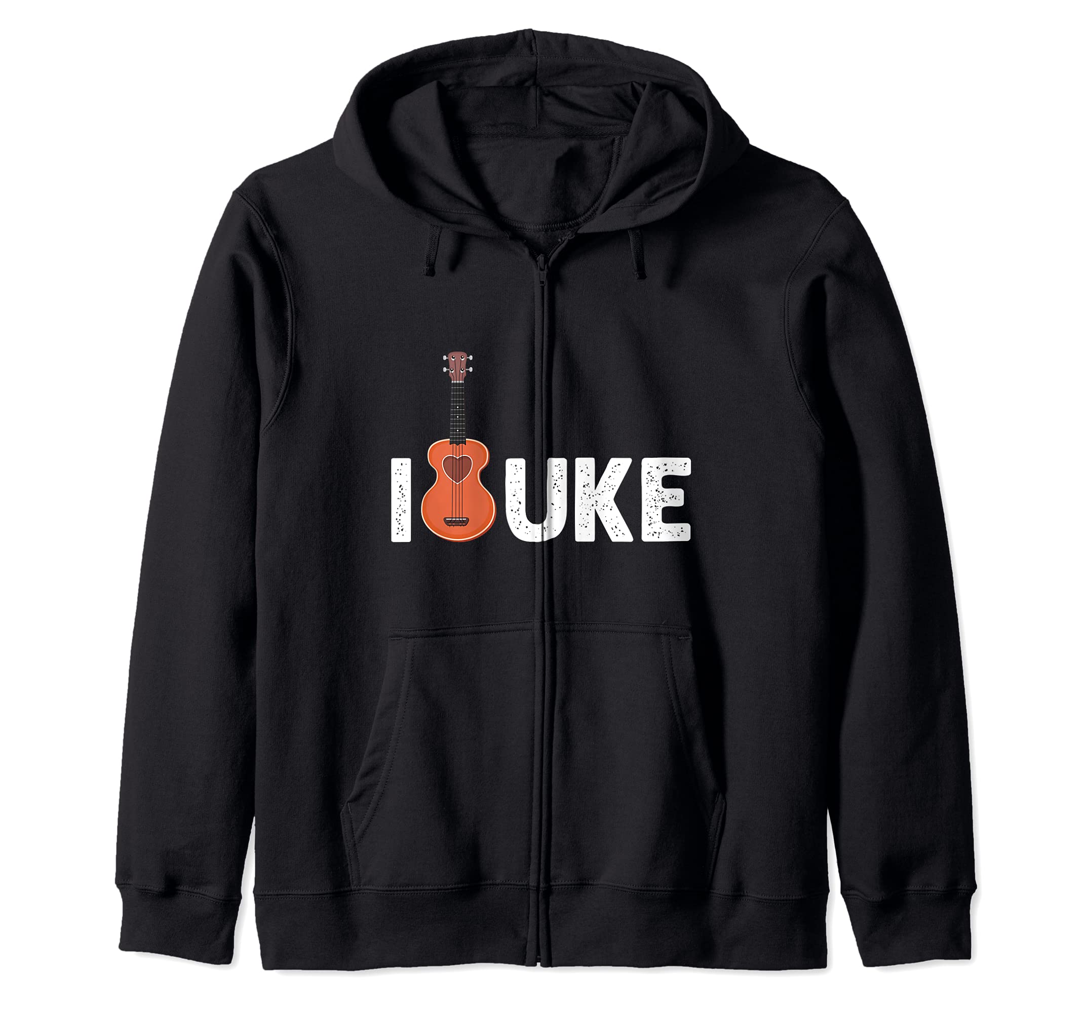 I Love Uke Heart Hawaiian Acoustic Musician Guitar Hawaii Zip Hoodie