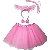 Kirei Sui Kids Animal Costume Pink Pig Tutu Ear Headband Bowtie Tail 4pcs Set