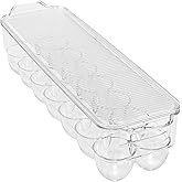Kitchen Details Egg Crate | Dimensions: 14.5"x4.5"x2.9" | Fits 14 Eggs per Crate | Stackable | BPA Free | Easy Pull Handles | Kitchen Organization | Clear