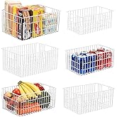 Orgneas Freezer Organizer Bins, Vertical Sides Wire Freezer Baskets for Upright Freezer, Chest Freezer Organizer Deep Freezer Storage Containers for Foods, Snacks, Vegetables, Fruits, Set of 6
