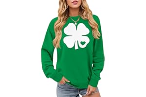 ALIREVERIE Womens St Patricks Long Sleeve Shirt Shamrock Graphic Irish Crewneck Sweatshirts