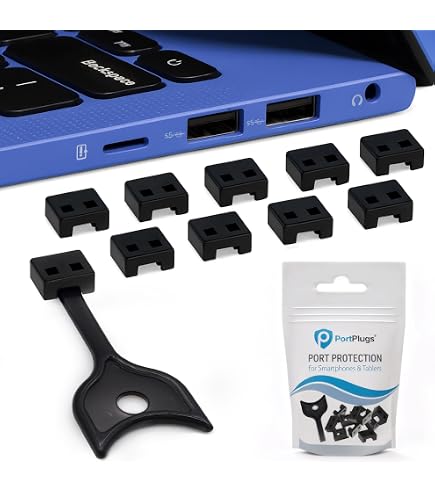 Smart Keeper USB Port Locks Basic Set - 6 Locks With 1 Key, Dark Blue, Security Locks For Computers & Devices
