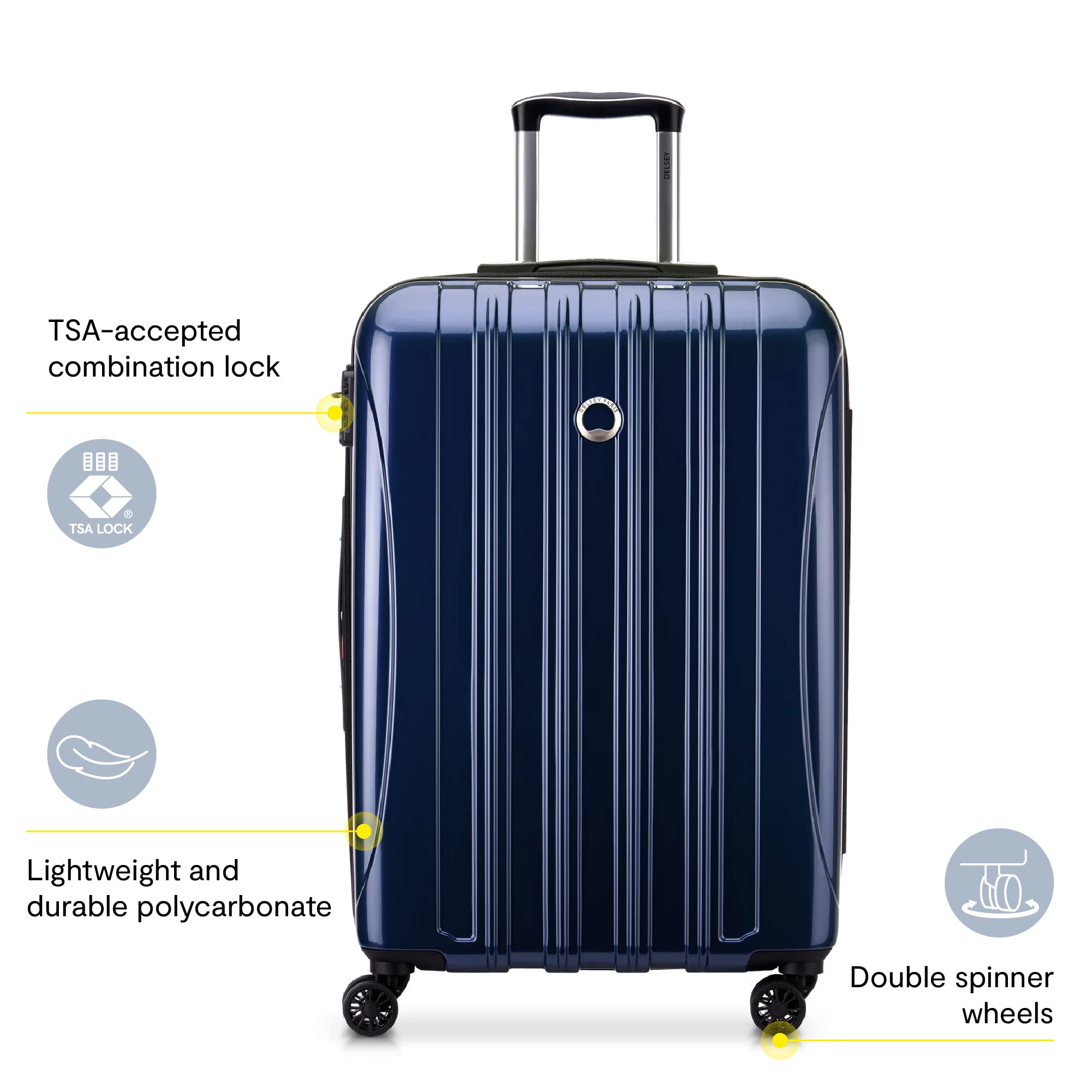 DELSEY PARIS Helium Aero Hardside Expandable Luggage with Spinner Wheels, Titanium, Checked-Medium 24 Inch