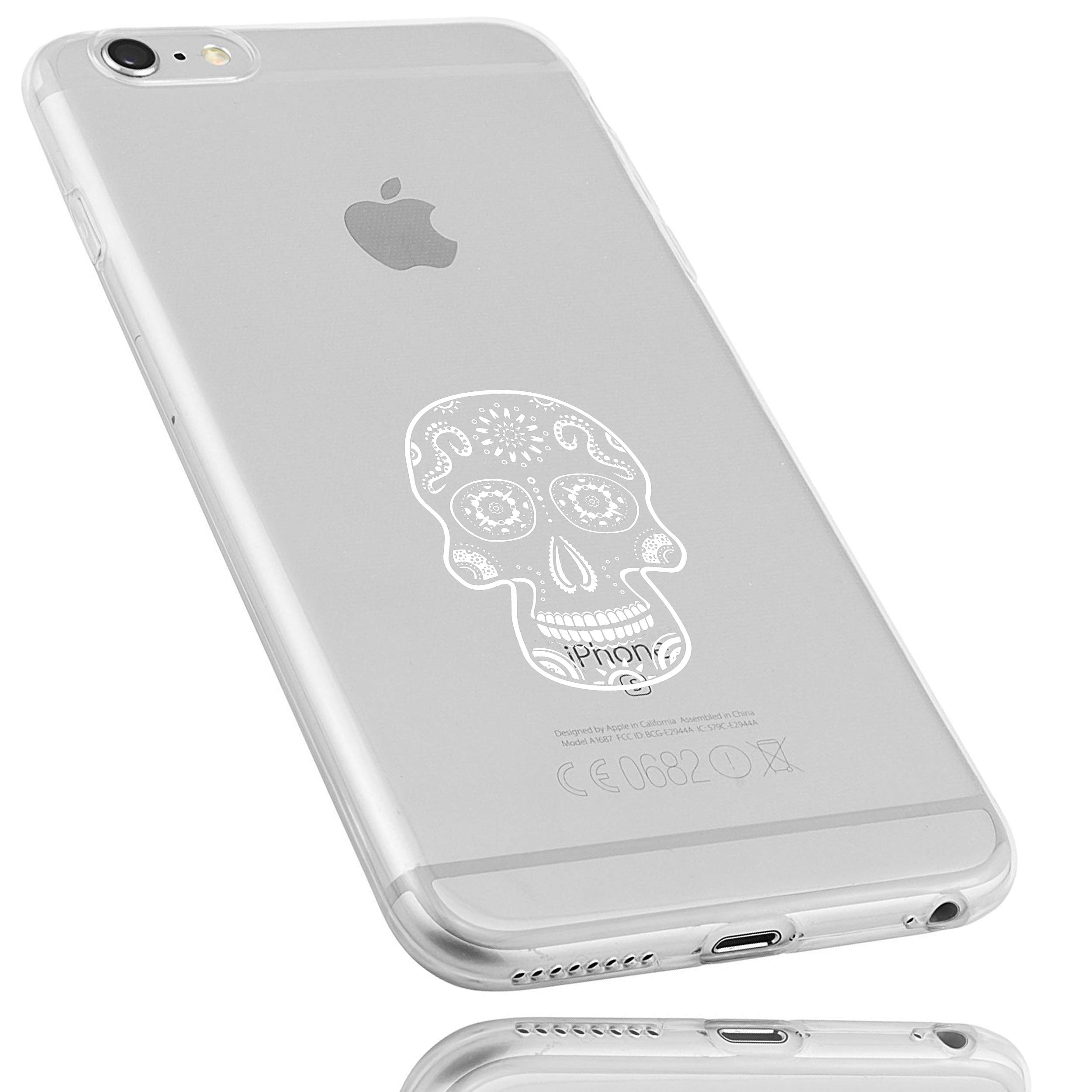 mumbi Case Compatible with iPhone 6 / 6S Mobile Phone Case Thin with Calavera Motif White Transparent โ image 1