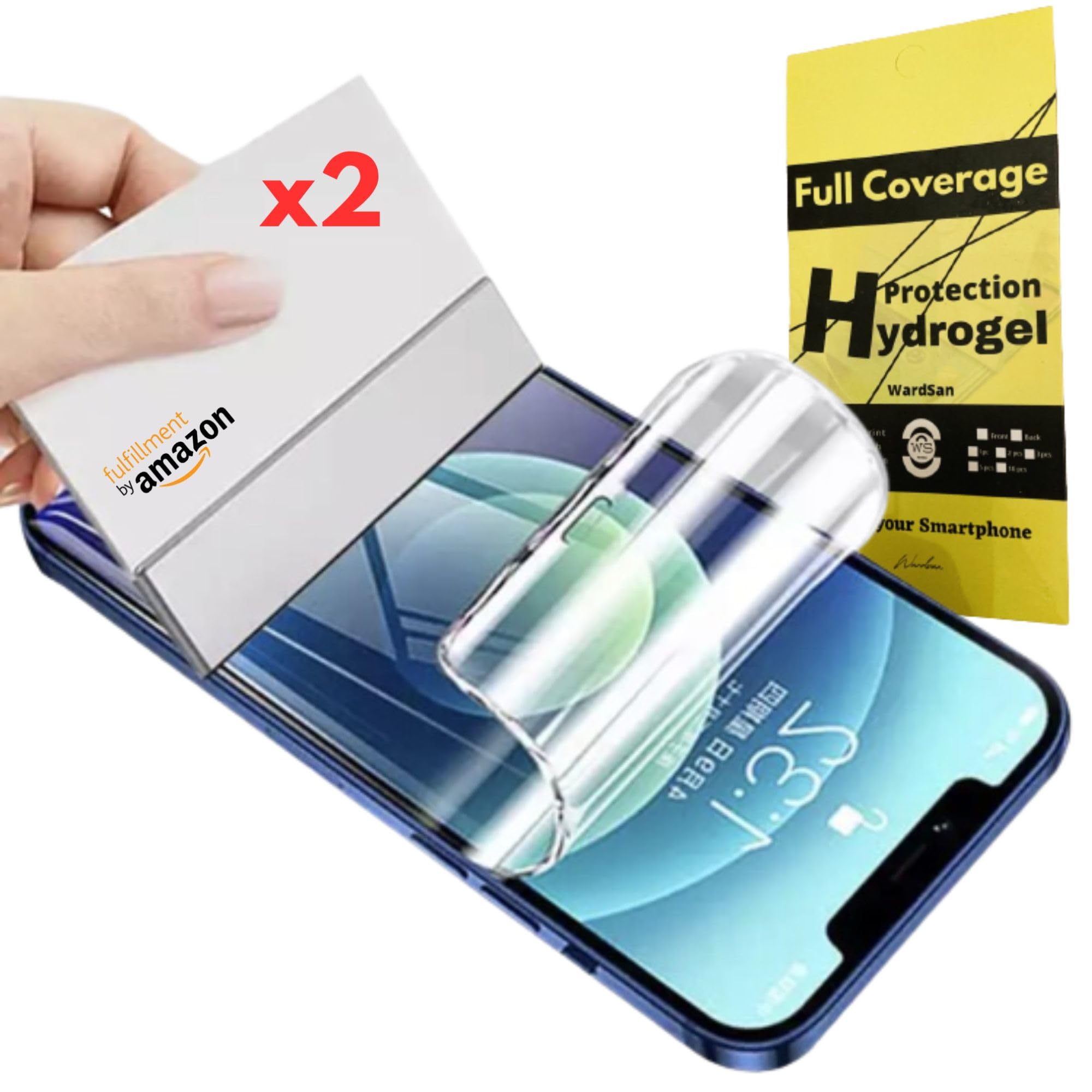 WardSan [Pack of 2 for IPHONE 15 PRO MAX 6.7 Inches - Hydrogel Screen Protector – HD Clear Flexible TPU Film | Soft Gel Protective, Self-Healing, Anti-Scratch & Case Friendly (Not Tempered Glass)
