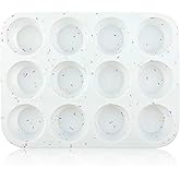 SHEbaking Silicone Muffin Pan Regular 12 Cups Muffin Tin Cupcake Pans for Baking Non-stick Muffin Tray Mold Easy Release,Durable,BPA Free