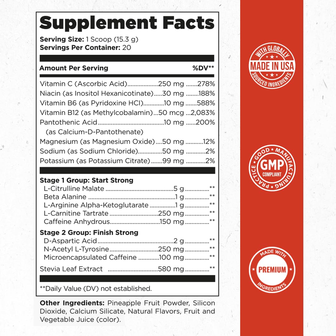 Old School Labs Ultimate 2 Stage Pre Workout for Explosive Energy, Massive Pumps & Focus - Preworkout for Men & Women - Natural Pre Workout Powder with Amino Acids, 250mg Caffeine, Blueberry Lemonade