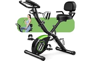 JELENS Caromix Folding Exercise Bike, 5 in 1 Stationary Bike with 16-Level Adjustable Magnetic Resistance, 330LB Capacity Indoor Workout Bike, Foldable Exercise Bike for Seniors and Adult