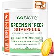 GOBIOTIX Super Greens and Reds Powder - Red and Green Superfood - Probiotic Supplement - Digestive Enzymes and Beet Root Powder - Organic Whole Foods Dietary Supplement (Mango, 1 Pack)