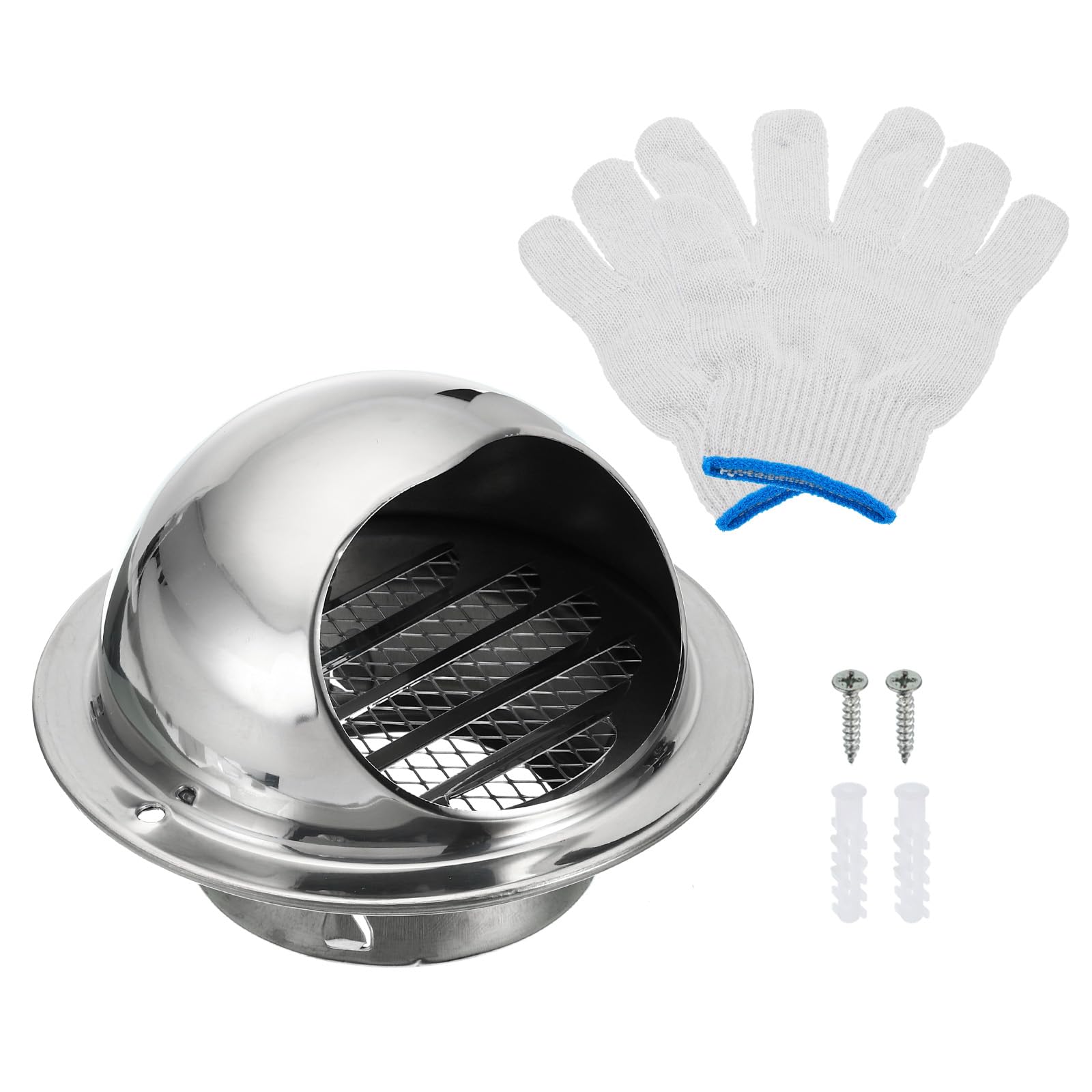 PATIKIL 3" Round Soffit Air Vents, Stainless Steel Louver Grille Vent Cover Screen Mesh Grill Hood for Kitchen Bathroom Wall Ceiling Floor Ventilation