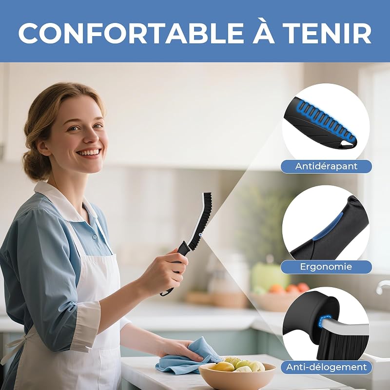 Brosse à Joint Carrelage pour Salle de Bain (3, Noir) — photo 4 sur 8