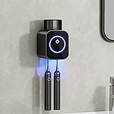 Bathroom Toothbrush Holders - Smart Drying and Cleaning, Solar Charging, Small Toothbrush and Cup Storage Rack, Stylish Bathroom Decor and Accessories for Home and RV (Gray)