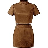 JW PEI Women's Grace Faux Suede Crop Top and Mini Skirt Set