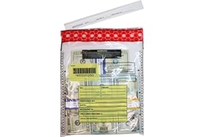Nadex 9 x 12 Inch Tamper Evident Bank Deposit Bags with FRAUDSTOPPER - 4 Tamper Indicator Security, 100 Pack (Clear)