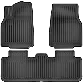 LUCKEASY 3PCS Foot Mats for Tesla Model Y Juniper 2026 2025 New 5 Seat 1st&2rd Row Foot Pad Floor Mat All-Weather Anti-Slip for Model Y Juniper Accessories TPE Black