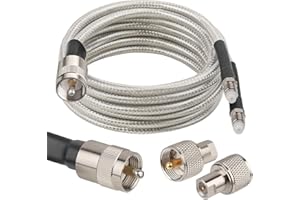 MOOKEERF Dual CB Antenna Coax Cable 8FT,Low Loss RG8X Stranded Core CB Coax Cable with PL-259 and FME/PL259 Male Connector - 
