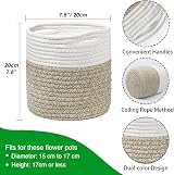 Tenn Well 20cm Plant Pot with Liner Cotton Indoor Planter Woven Basket White view 3