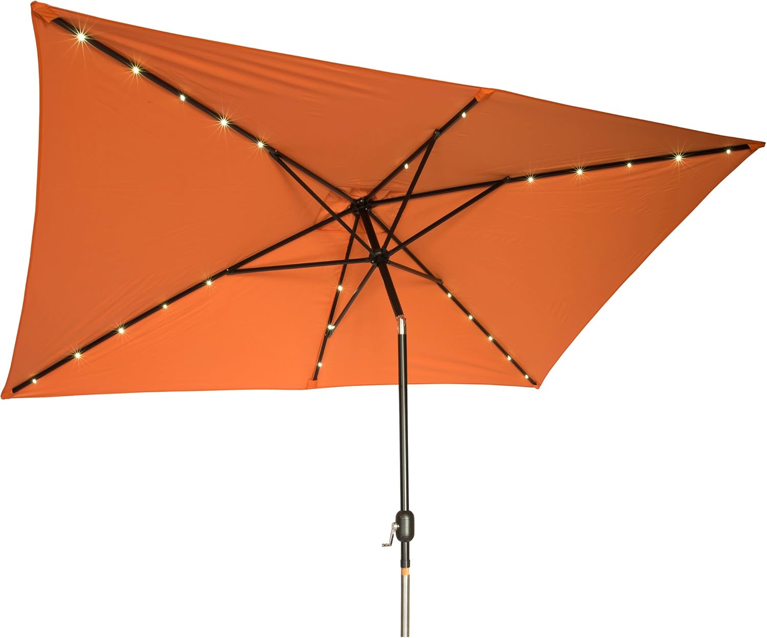 Amazon Com Rectangular Solar Powered Led Lighted Patio Umbrella 10 X 6 5 By Trademark Innovations Orange Garden Outdoor