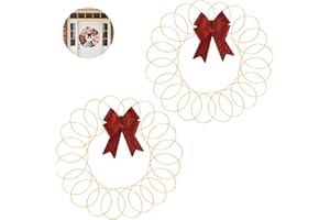 ENVANPTAZ 2-Pack 13 Inch Metal Christmas Card Holder, Xmas Spiral Metal Wreath with Red Bow for Door & Wall Display, Wall Mount Wire Loop Hanger Photo Greeting Card for Table, Home, DIY Craft