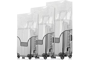 JZRTravel 3 Pack Luggage Covers Protector Thicken Clear PVC Waterproof Suitcase Cover for 20 24 28 inch Luggage