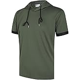 DEHANER Mens Lightweight Athletic Short Sleeve Hoodies Workout Sport Sweatshirts Solid Color Pullover Dry Fit T-Shirts