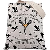 BDPWSS I Will Not Die Today Dragon Rider Gift Dragon Lover Handbag Fantasy Reader Tote Bag for Bookworm