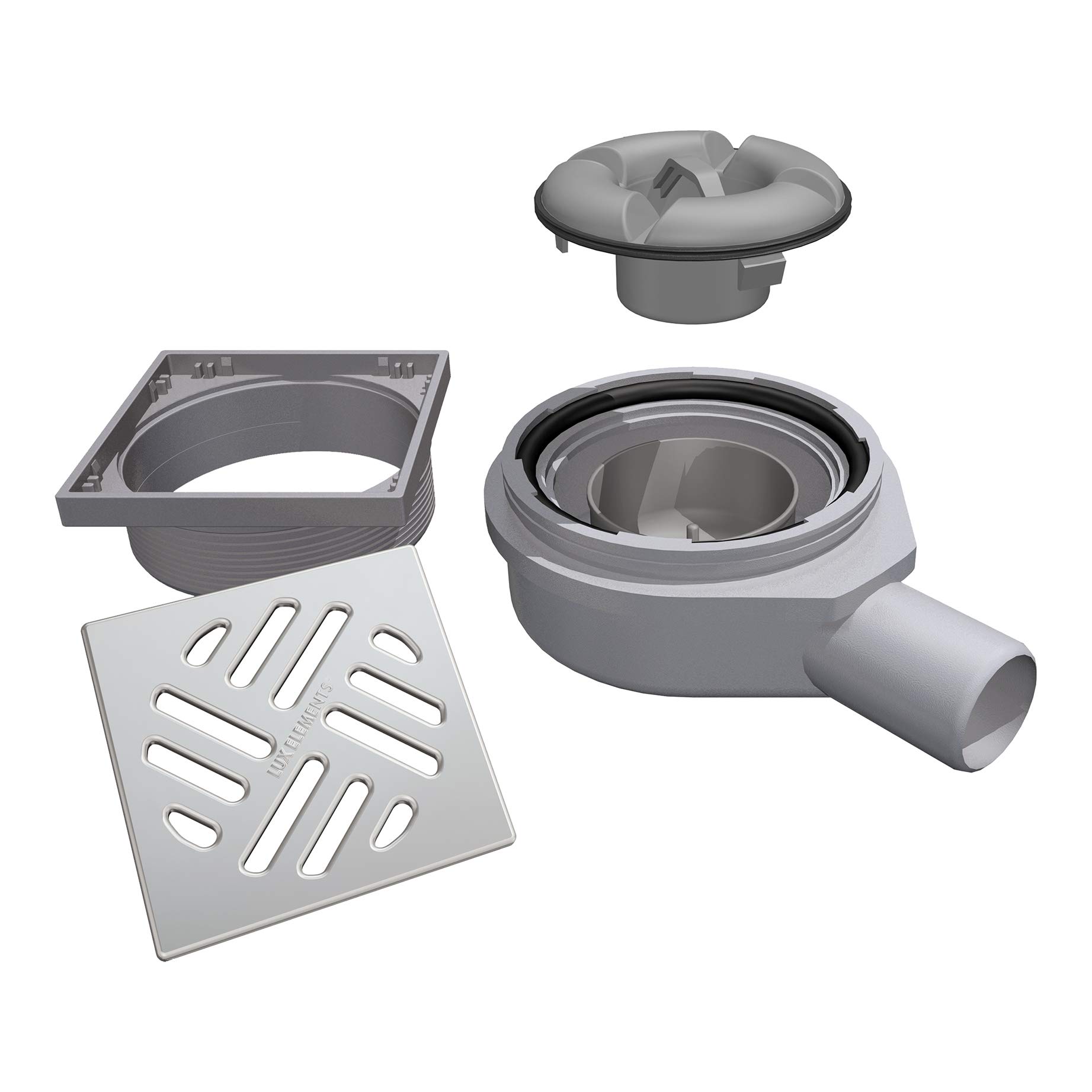LUX ELEMENTS TUB-BAW-S LTUBE1184 Horizontal Drain Pot with Stainless Steel Grate Grey — image 1