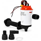 SEAFLO 05 Series 800 GPH Angled Baitwell/Livewell Pump- 12V DC, Detachable Motor, Corrosion-Resistant Submersible Aerator for Freshwater and Saltwater Use - CE &amp; Rohs Certified-4 Year Warranty.