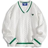 Aelfric Eden Women's Oversized Cable Knit V Neck Sweaters Oversized Pullover 2025 Fall Fashion Outfits