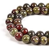 Nancybeads 45pcs 8mm Natural Dragon Blood Jasper Gemstone Round Spacer Loose Stone Beads for Jewelry Making 15.5" 1 Strand (Dragon Blood Jasper, 8mm 45Beads)