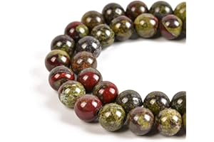 Nancybeads 45pcs 8mm Natural Dragon Blood Jasper Gemstone Round Spacer Loose Stone Beads for Jewelry Making 15.5" 1 Strand (Dragon Blood Jasper, 8mm 45Beads)