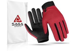 SAGA SPORTS Kids Cycling Gloves - Full Finger Bike Gloves for Boys & Girls, Non-Slip Motorbike Gloves for BMX, MTB, Scooter &