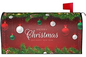 SWEETSHOW Merry Christmas Mailbox Cover Standard Size Red Christmas Tree Magnetic Mailbox Covers Winter Holiday Large Post Letter Box Covers Garden Yard Home Decor for Outside 25.5 x 21 Inch