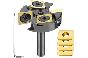 SpeTool 1-1/4" Cutting Dia Slab Flattening Router Bit 1/4" Shank, 2+2 Flute Carbide Insert Spoilboard Surfacing Bit with ATS 